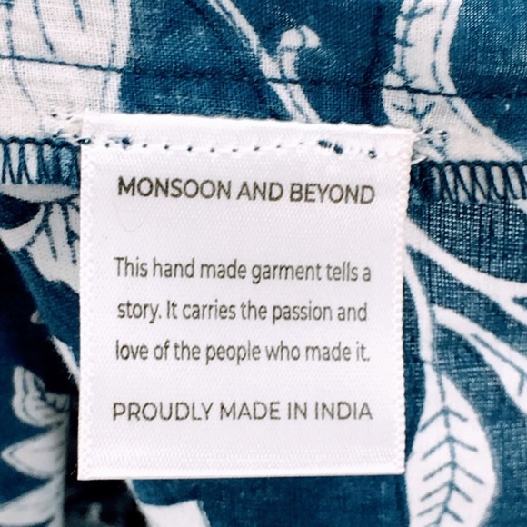 Monsoon and Beyond Estella Midi Dress Blue Rohida Floral Print Handmade Sz S - Picture 15 of 16